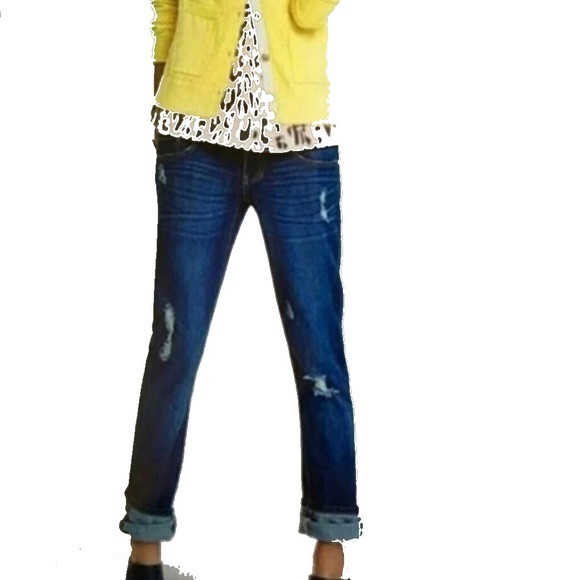 CAbi Denim - Cabi | Dark Destructed Slim Boyfriend Jeans 3045 4